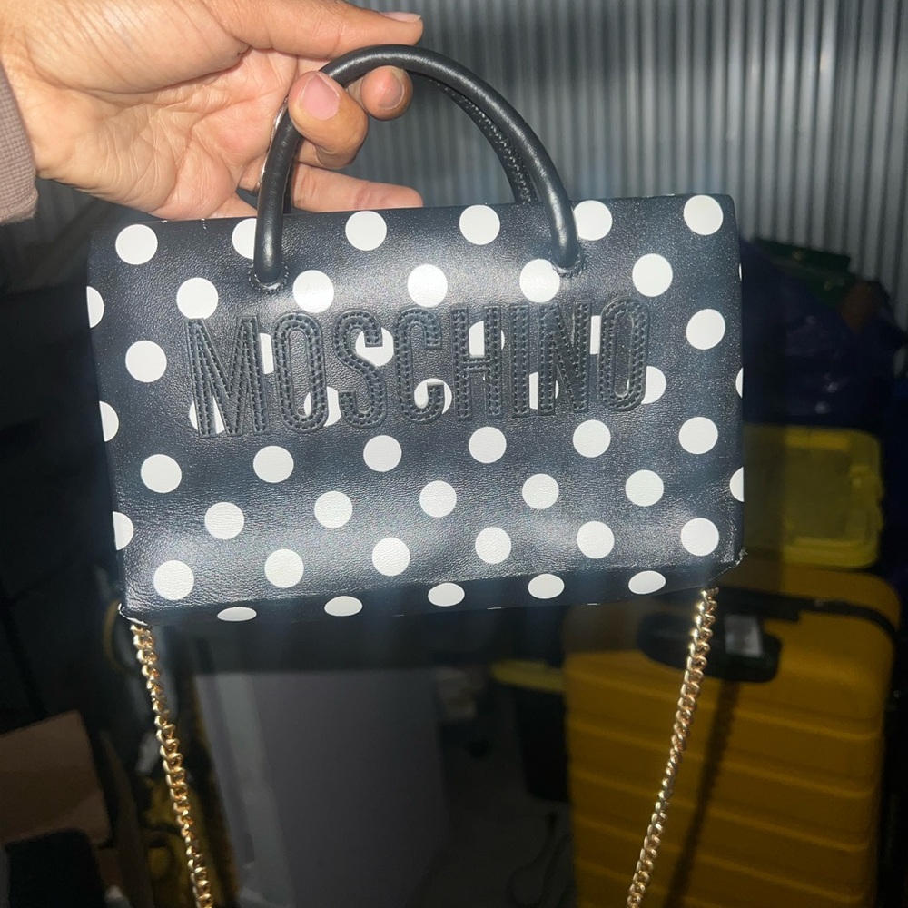Moschino Black and White Polka Dot Mini Bag